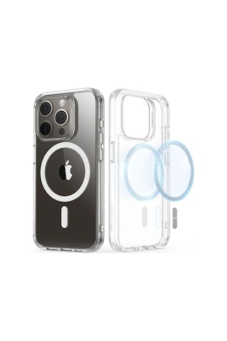 Apple Uyumlu iPhone Esr 15 Pro Kılıf Classic Hibrit Halolock Magsafe Şeffaf
