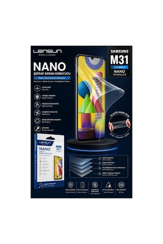 Samsung Uyumlu M31 Lensun Nano Şeffaf Ekran Koruyucu