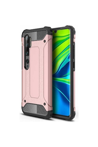 Kilifone - Xiaomi Mi Note 10 Lite Uyumlu - Kılıf Çift Katman Koruyucu Crash Military Tank Kılıf - Siyah Siyah