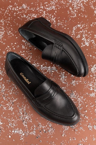 Gondol Hakiki Deri Kadın Klasik Loafer Md.236 Siyah