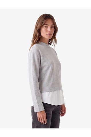 Koton Katmanlı Sırtı Pencere Detaylı Düğmeli Dik Yaka Uzun Kollu Sweatshirt Gri 7wak30030ek
