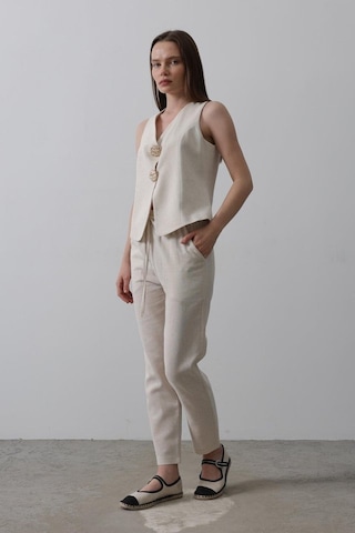 Modasize Düğme Detaylı Yelek - Krem Krem