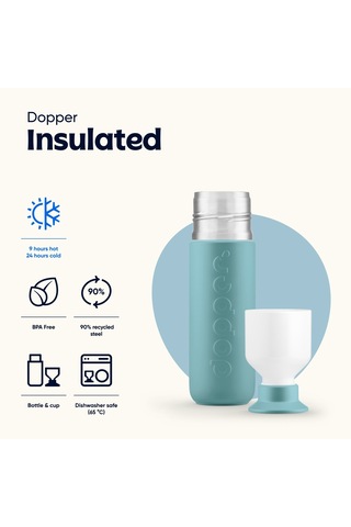 Dopper Insulated Yalıtımlı Termos Şişe 350 Ml - Okyanus Mavisi Turkuaz / Beyaz