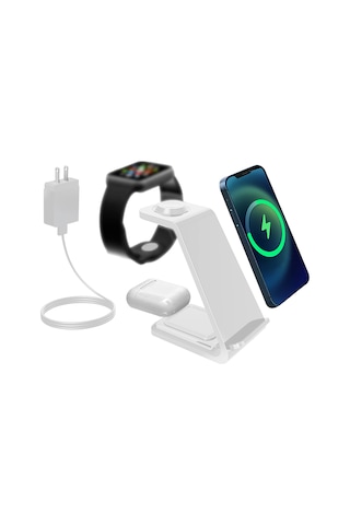 Hombey Akıllı 4'lü Kablosuz Manyetik Şarj Aleti - Saat Ve Kulaklık Desteğiyle 15w Hızlı Şarj - İphone 8/x/11/12/13 Serisi Uyumlu