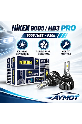 Niken 9005 Hb3 Pro Serisi Led Xenon Far Ampulü 6500k Güçlü Beyaz Işık -
