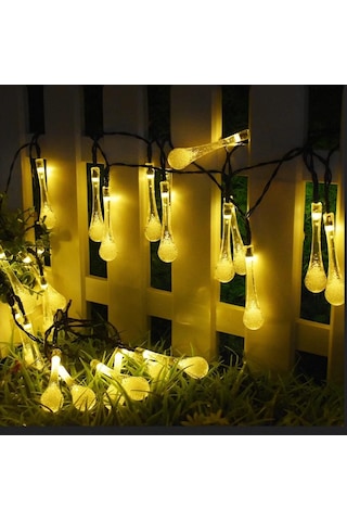 Sge Teknoloji Güneş Enerjili Su Damlasıi 30 Led Sarı Renkli Sola