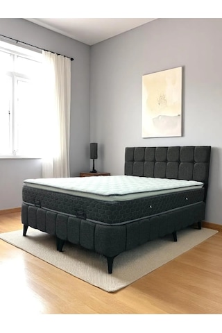 160x200 Çift Kişilik Pedli Yataklı Baza Başlık Takımı 3 Lü Yatak Odası Seti 160 x 200