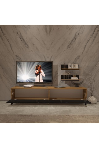 Decoraktiv Eko 4 Mdf Std Gold Tv Ünitesi Tv Sehpası Pera - Siyah