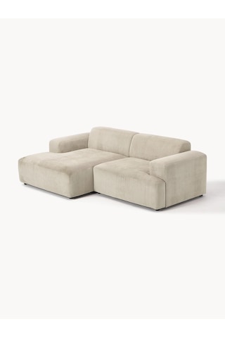 Most Mollista 2 Modül Sol Köşe Koltuk Ekru Fitilli Kadife Kumaş Y