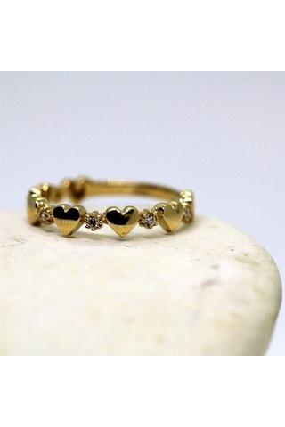 Kalp Sadakat Yemini (Pırlanta)Taşlı 14 Ayar Altın Sıralı Alyans Y