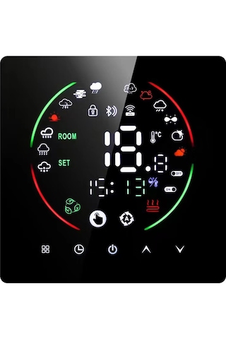 Kangvka Siyah Su Isıtma Akıllı Termostat - Tam Dokunmatik, Çocuk Kilidi, Ntc Sensör, 3a, Otomatik/manuel Mod, 7 Gün Programlanabilir, Durum Belleği