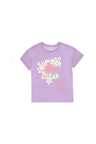 U.S. Polo Assn. Kız Çocuk Lila Comfort Bisiklet Yaka Çiçek Baskılı Pamuk Tişört 50306203-VR034