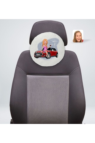 Kişiye Özel Plakalı Kadın Mini Cooper Karikatürlü Yuvarlak Araç K