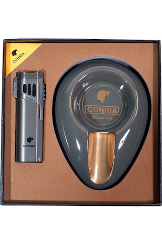 Cohiba Çakmak Küllük İkili Gunmetal Puro Seti