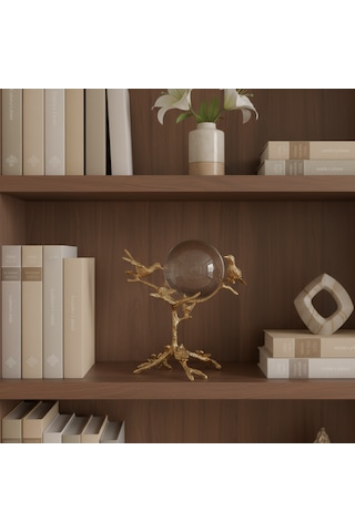 Gold Kuş Figürlü Kristal Küre Dekoratif Obje Kendiniz İçin