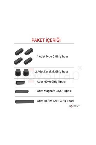 Novstrap Apple Uyumlu MacBook Air Pro İle Giriş Portları İçin Toz Koruma Tıpası Seti 9 Adet