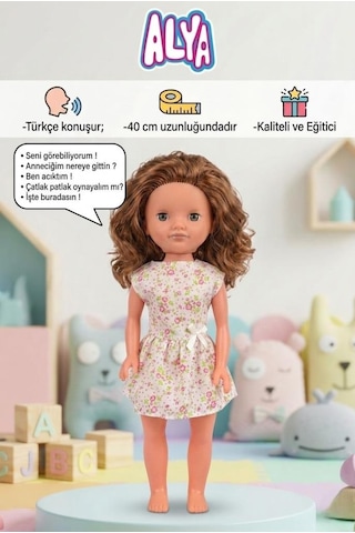 Alya Türkçe Konuşan Etkileşimli Eğitici Oyuncak Bebek 40 Cm Kafası Ve Kolları Et Bebek 42443703