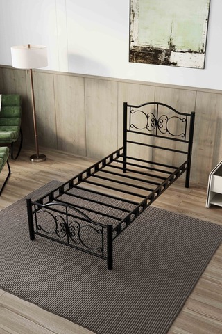 Argimo Pero Tek Kişilik Ferforje Metal Karyola Siyah