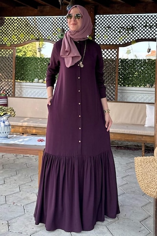 Rabia Şamlı Süreyya Gömlek Elbise Mürdüm Normal