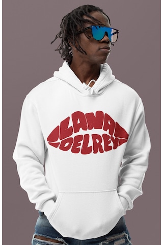 Sevbano Lana Del Rey Baskılı Unisex Oversize Şarkıcı Hoodie beyaz