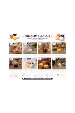 Mum Seti 4 Lü - Dekoratif Mum Seti Uzun Yanma Süreli - Kurşunsuz Fitilli Ev - Spa - Yatak Odası Ve Davet Organizasyonlar - Renkli - Ucuz - Hediyelik - Nişan - Düğün - Masaj -sarı-pembe-beyaz-mor 50 x 22
