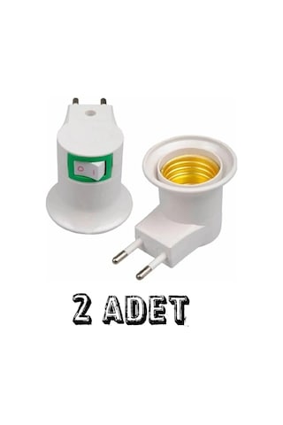 2 Adet Aç - Kapa Anahtarlı E27 Duylu Fiş, E27 Ampul Ve Gece Lambası Takılabilir Anahtarlı Fişli Duy