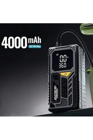 4000mah Ha Kompresörü Powerbank Özellikli Kompresör Araba Bisiklet Top Lastik Şişirme Pompası