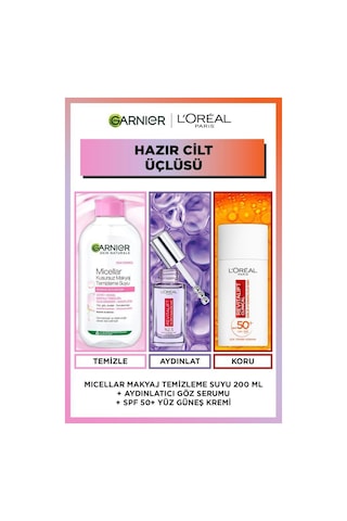 Revitalift Filler Göz Serumu + 200ml Micellar Makyaj Temizleme Suyu + Clinical Spf50 Yüz Güneş Kremi pktlrlhzrclttrpset-10746