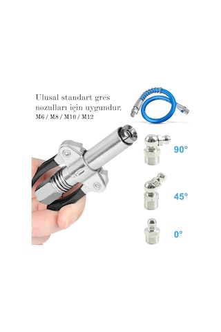 Adjtrade Yeni Nesil Mandallı Gres Pompa Ucu Ve 30cm Hortum Adjnm506