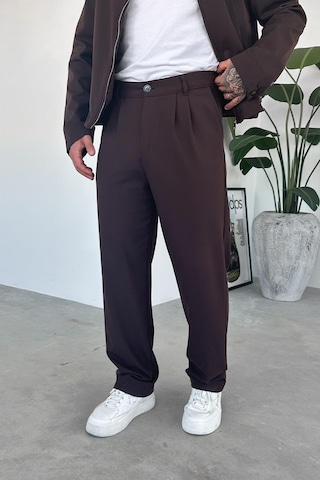 Kahverengi Premium Relaxed Fit Kumaş Pantolon Kahverengi