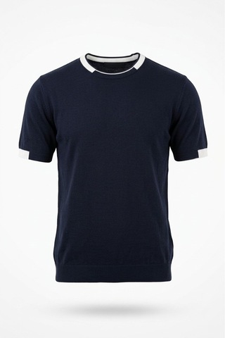 Onno Pamuk İplikli İnce Triko Tshirt Lacivert
