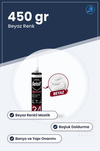 Beyaz Silikon Mastik 450 Gr Banyo Ve Yapı Onarım Boşluk Doldurma