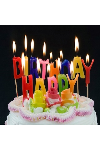 Renkli Yazılı Happy Bırthday Doğum Günü Mumu Renkli Happy Bırthday Pasta Mumu Happy Bırthday Candle Renkli
