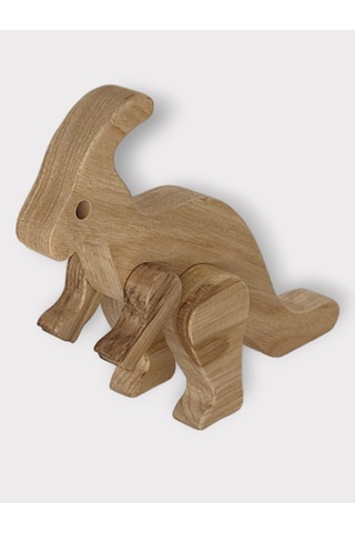 Cwwtoys Bumpy Boyasız Ahşap Dinozor Oyuncağı, Masif Kayın, 18 Ay+