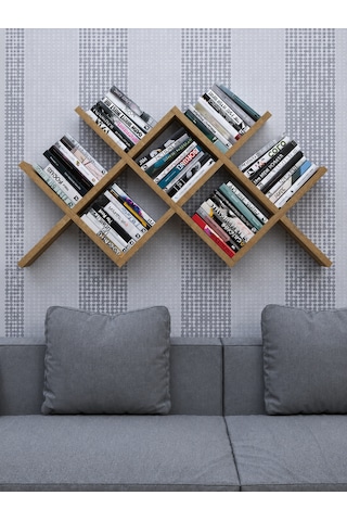 Çapraz Kitaplık Mdf Ceviz