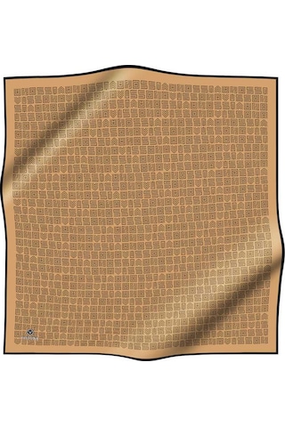 Vissona 100% Twill İpek Etnik Motif Desenli Gold - Siyah Renkli 90x90 Dikim Şekli : El Dikişi Eşarp Çok Renkli