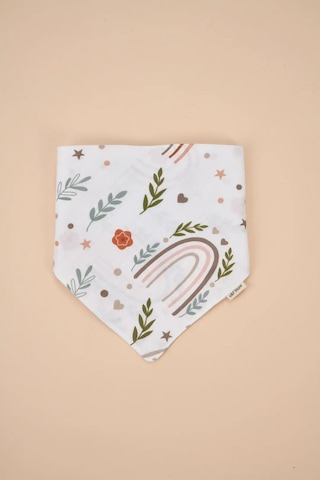 E&f Store Organik Sertifikalı Çift Katlı Müslin Mama Önlüğü Ve %100 Pamuk Yeşil Emzik Askısı Seti Çok Renkli