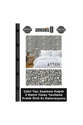 Çakıl Taşı Kaplama Kağıdı 3 Metre Yüzey Yenileme Pratik Örtü Ev Dekorasyonu