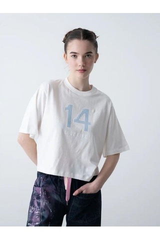 Zekids Kız Çocuk 14 Lıfe Yazılı Pamuklu Tshirt-15795 Ekru