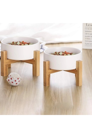 Matgo Pati Çam Ağacı Kedi Köpek Beslenme Mama Su Kabı Seramik Kaseli 2'li 500 ML