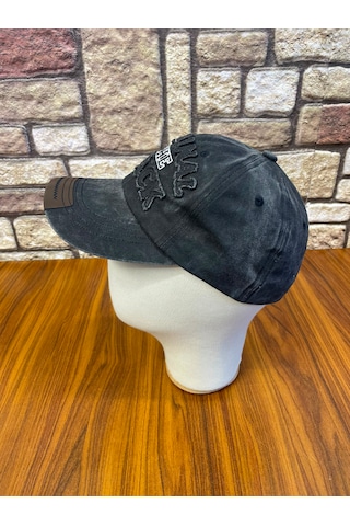 Hamze Original Black Logo Vintage Eskitme Yıkamalı Beyzbol Cap Şapka Siyah