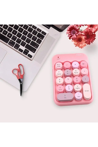 Renkli Daktilo Tarzı Vintage Kablosuz Wıreless Numeric Keypad 18 Tuşlu Sayısal Klavye Numpad