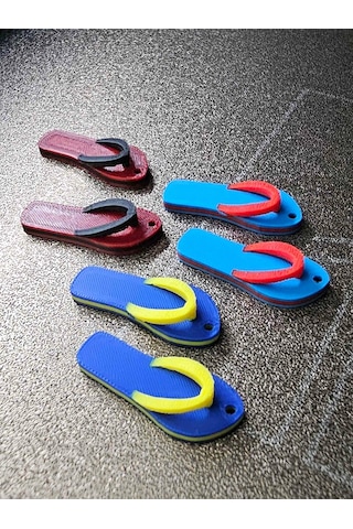Yazlık Parmak Arası Terlik Flip Flop Küpe Çifti - Mavi Ve Beyaz Renkli Eğlenceli Tasarım Aksesuar Mavi