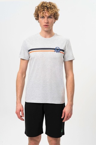 Benetton Bnt-m20478-23y Erkek T-shirt BNT-M20478-R0593 Gri Melanj