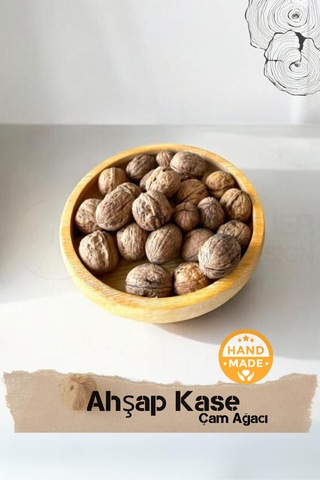 El Yapımı Çam Ağacı Ahşap Kase & Çerezlik 20 Cm