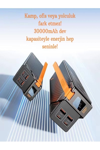 30000mah 65w Hızlı Şarjlı Dijital Göstergeli Taşınabilir 2usb 2ty
