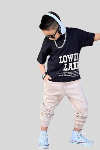 Turuncu Gardrop 3-12 Yaş Cool Lower Kısa Kollu Erkek Çocuk Takım Siyah