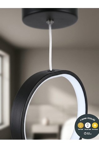 Lzy Avize Store Sonsuzluk Tasarımlı 3 Renk Led Sarkıt Avize Modern Siyah Dekoratif Aydınlatma SİYAH 1.MODEL