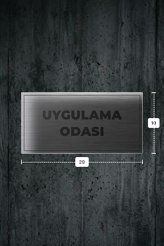 Uygulama Odası Yazılı - Metal - Gümüş Renk - Kapı İsimliği - 20x10 Cm