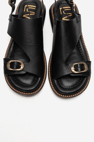 Luvishoes Cruel Siyah Cilt Hakiki Deri Kadın Sandalet